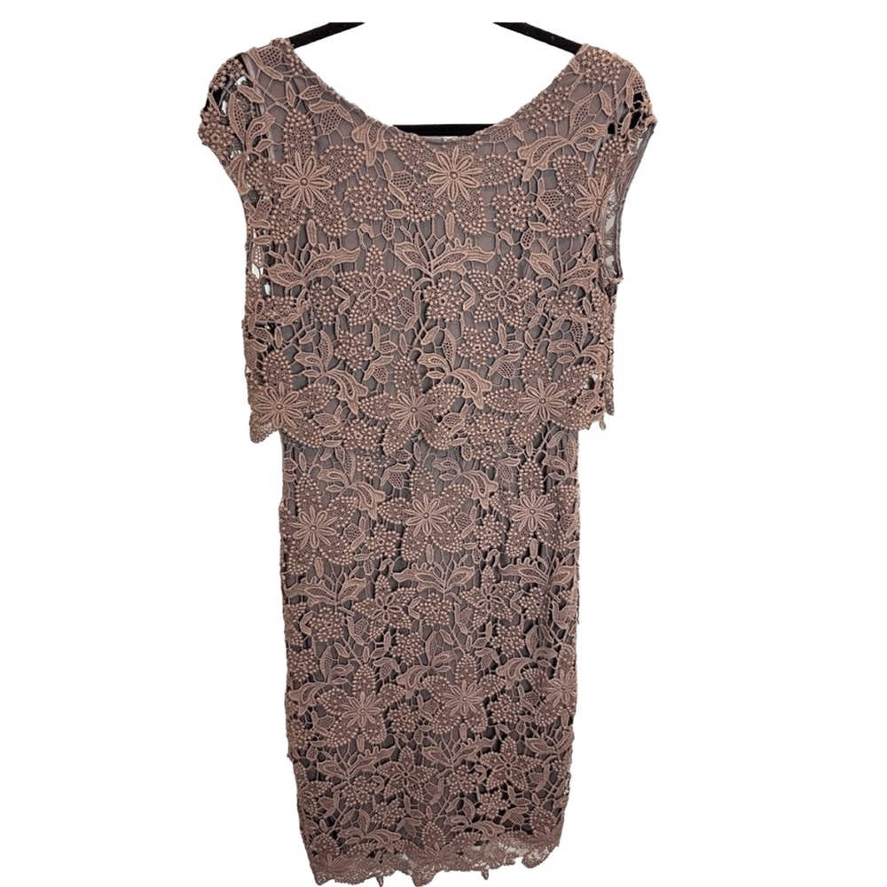 Boden‎ Stunning Lace V-neck Back Dress in Taupe Fully Lined 8 Tall